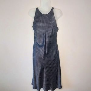 LAUREN by Ralph Lauren Navy & White Polka Dot Silk Cocktail Dress size 12